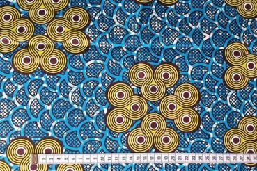 Preview: YELLOW MINI CIRCLES Waxprint Stoff